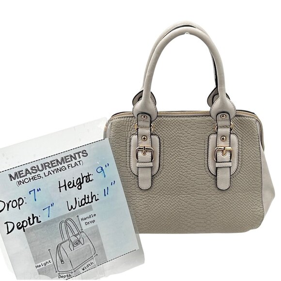 Aldo Satchel Bag Women’s Taupe Beige Faux Leather Croc Embossed NWOT Work Bag - Picture 3 of 11